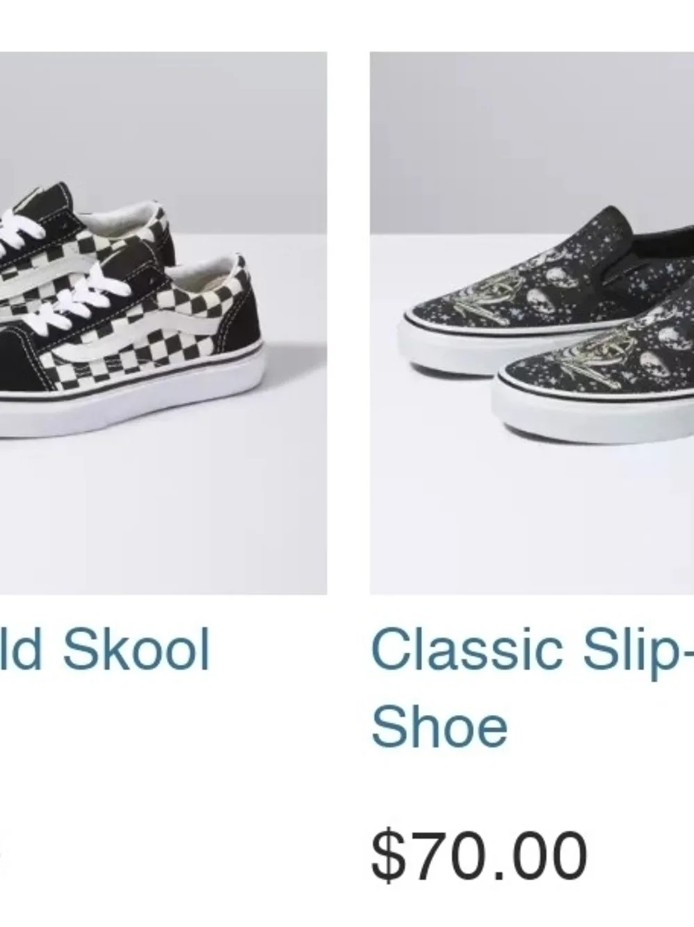 Vans Classic Kids Black & White Slip-On Sneakers with Skull Graphic
